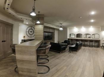Creekside Common room view of the lobby from behind the reception desk
